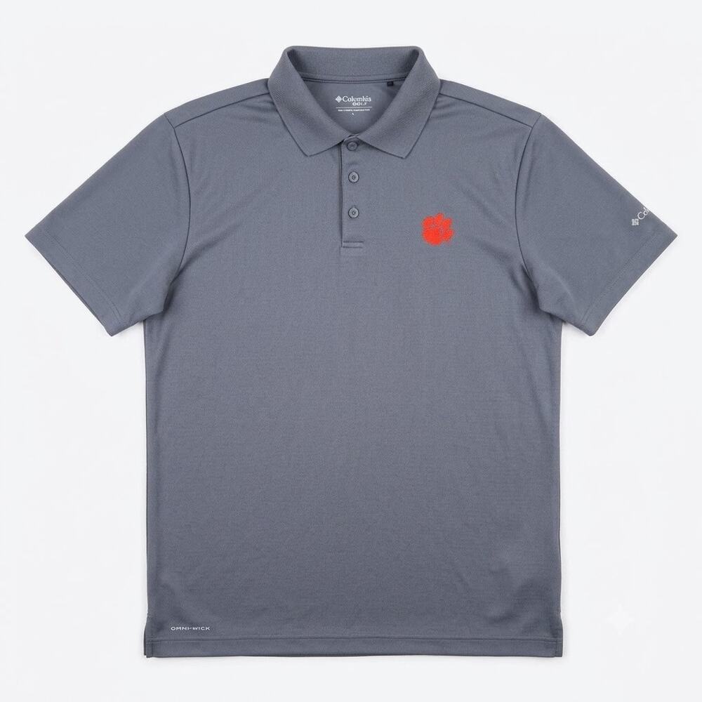 Clemson University Tigers Columbia Golf Tech Polo Shirt Gray Football Mens Large